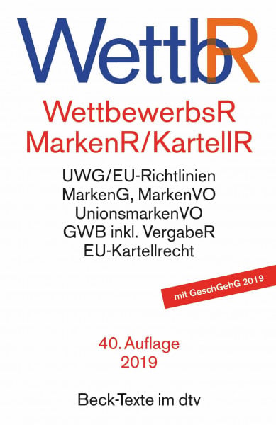 Köhler, Helmut Wettbewerbsrecht, Markenrecht und Kartellrecht: Gesetz gegen den unlauteren Wettbewerb, Preisangabenverordnung, Markengesetz, Markenverordnung, ... Vorschriften der Europäischen Union