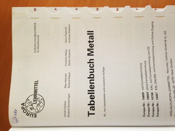 Fischer, Ulrich Tabellenbuch Metall: mit Formelsammlung