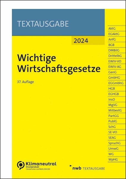 NWB Gesetzesredaktion Wichtige Wirtschaftsgesetze (NWB Textausgabe)