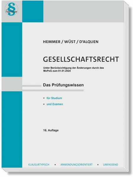 Hemmer, Karl-Edmund 13000 - Skript Gesellschaftsrecht: Das Prüfungswissen für Studium und Examen (Skripten - Zivilrecht): Unter Berücksichtigungen der Änderungen durch das MoPeG zum 01.01.2024