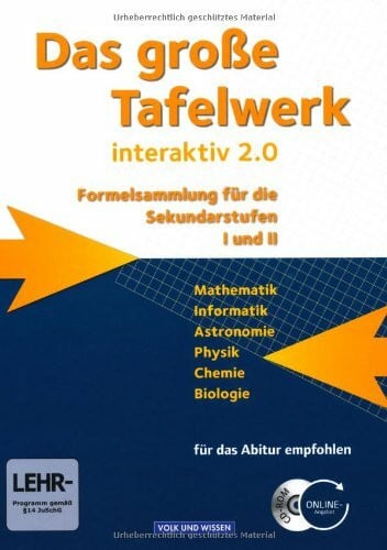 Pfeil, Wolfgang Das große Tafelwerk interaktiv 2.0 - Östliche Bundesländer und Berlin: Schülerbuch mit CD-ROM: Formelsammlung für die Sekundarstufen I und II. ... Schülerbuch. Mit Zugangscode im Buch