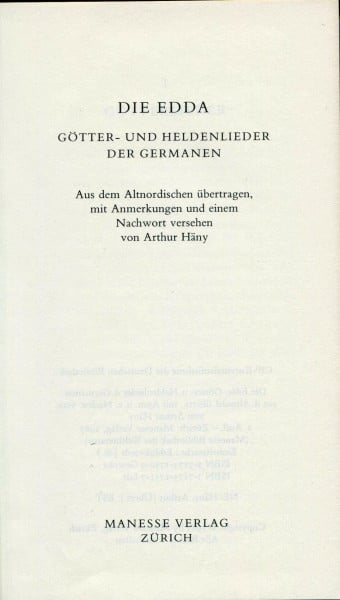 Häny, Arthur Die Edda: Götter- und Heldenlieder der Germanen