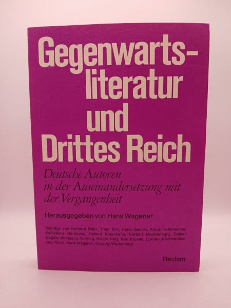 Wagener, Hans Gegenwartsliteratur und Drittes Reich