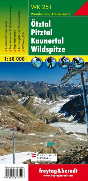 Freytag-Berndt und Artaria KG WK 251 Ötztal - Pitztal - Kaunertal - Wildspitze, Wanderkarte 1:50.000