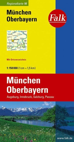 artaus Falk Regionalkarte München - Oberbayern 1:150 000 Augsburg, Innsbruck, Salzburg, Passau