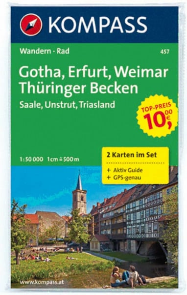 KOMPASS-Karten GmbH Gotha - Erfurt - Weimar - Thüringer Becken - Naturpark Saale-Unstrut-Triasland: Wanderkarten-Set mit Aktiv Guide in der Schutzhülle. GPS-genau. 1:50000 (KOMPASS Wanderkarte, Band 457)