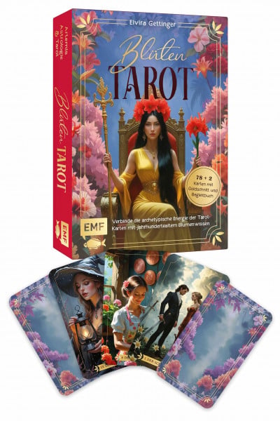 Gettinger, Elvira Tarot-Kartenset: Blütentarot | Verbinde die archetypische Energie der Tarot-Karten mit jahrhundertealtem Blumenwissen: 78 Karten plus 2 Bonuskarten mit Goldschnitt und bunt illustriertem Begleitbuch
