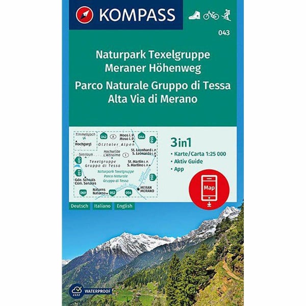 KOMPASS-Karten GmbH Naturpark Texelgruppe - Meraner Höhenweg / Parco Naturale Gruppo di Tessa - Alta Via di Merano: Wanderkarte mit Kurzführer, Radrouten und alpinen ... /Ital. 1:25000 (KOMPASS Wanderkarte, Band 43)